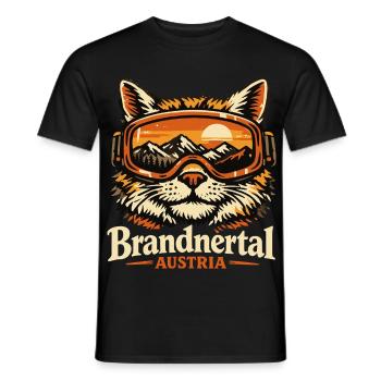 Cat Ski Goggles Retro Panorama Funny Gift - Men's T-Shirt - black - Front - AI Model Male 178 light (178cm)