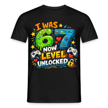 J’avais 6 ans maintenant niveau 7 débloqué 7e anniversaire Joueur 67 - T-shirt homme - noir - Devant - AI Model Male 178 light (178cm)