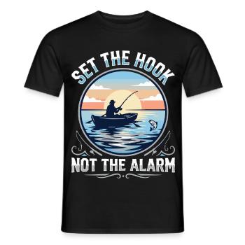 Accroche, pas l’alarme, pêcheur Spruch - T-shirt homme - noir - Devant - AI Model Male 178 light (178cm)