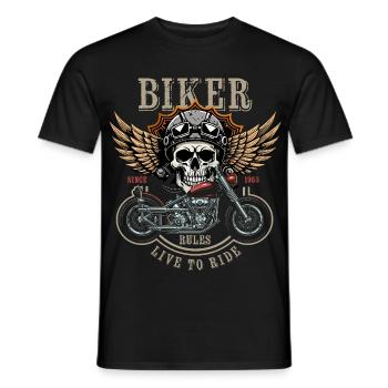 Biker Rules - Since 1958 - Live to Ride - Men's T-Shirt - black - Front - AI Model Male 178 light (178cm)