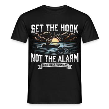 Attrape l’hameçon, pas l’alarme, pêcheur Lever du soleil - T-shirt homme - noir - Devant - AI Model Male 178 light (178cm)