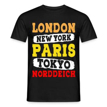Vacances à la mer du Nord LONDRES NEW YORK PARIS TOKYO - T-shirt homme - noir - Devant - AI Model Male 178 light (178cm)