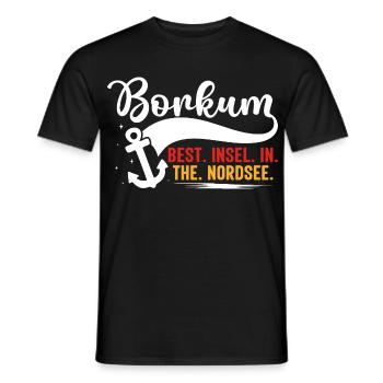 BORKUM BEST INSEL IN THE NORDSEE Fun - Men's T-Shirt - black - Front - AI Model Male 178 light (178cm)