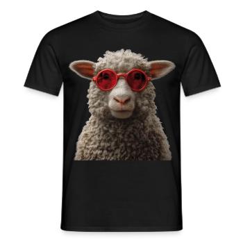 Schaf mit Sonnebrille - Männer T-Shirt - Schwarz - Vorne - AI Model Male 178 light (178cm)