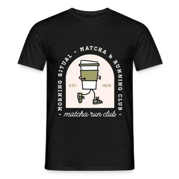 Matcha and running lovers run club funny runner - Men's T-Shirt - black - Front - AI Model Male 178 light (178cm)