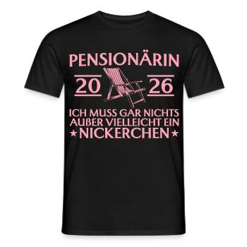 Pensioner 2026: Doesn't have to do anything but nap - Men's T-Shirt - black - Front - AI Model Male 178 light (178cm)