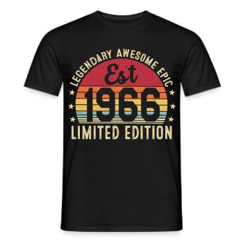 60ème anniversaire - Cadeau Vintage 1966 - T-shirt homme - noir - Devant - AI Model Male 178 light (178cm)