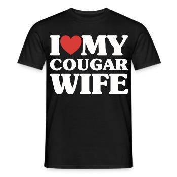 I Love My Cougar Wife Valentine's Day Gift Humor - Men's T-Shirt - black - Front - AI Model Male 178 light (178cm)