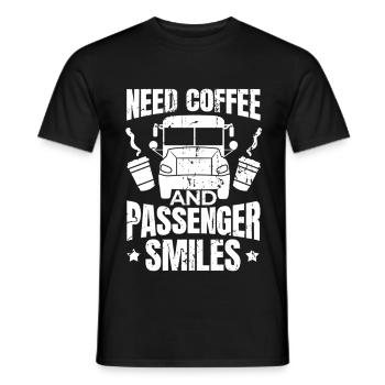 Brauche Kaffee und Lächeln der Fahrgäste - Männer T-Shirt - Schwarz - Vorne - AI Model Male 178 light (178cm)