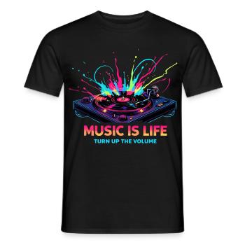 Music Is Life Turntable Beat - Männer T-Shirt - Schwarz - Vorne - AI Model Male 178 light (178cm)