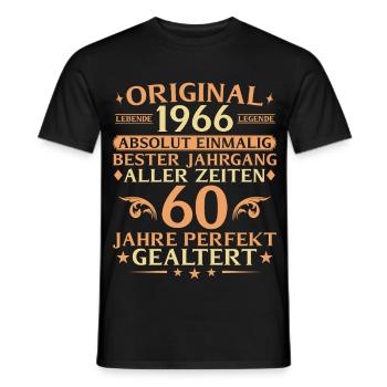 60 Years Perfectly Aged Vintage 1966 - Men's T-Shirt - black - Front - AI Model Male 178 light (178cm)