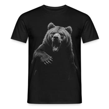 Grizzly Bear Hiking Camping Vintage Brown Bear - Men's T-Shirt - black - Front - AI Model Male 178 light (178cm)