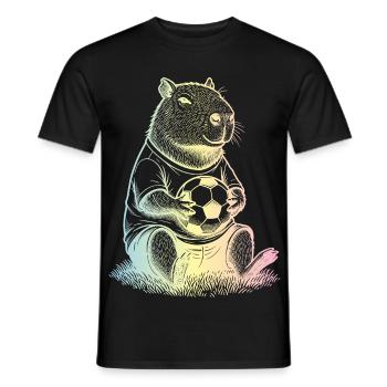 Fußball Capybara - Männer T-Shirt - Schwarz - Vorne - AI Model Male 178 light (178cm)