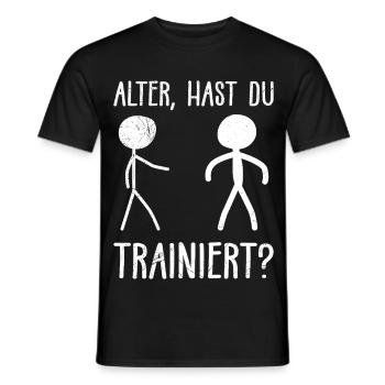 Strichmännchen ALTER HAST DU TRAINIERT LUSTIG - Männer T-Shirt - Schwarz - Vorne - AI Model Male 178 light (178cm)
