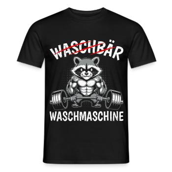 Kraftsport WASCHBÄR WASCH MASCHINE Lustig - Männer T-Shirt - Schwarz - Vorne - AI Model Male 178 light (178cm)