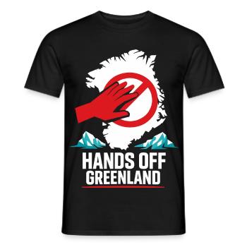 Hands Off Greenland Funny Gift - Men's T-Shirt - black - Front - AI Model Male 178 light (178cm)