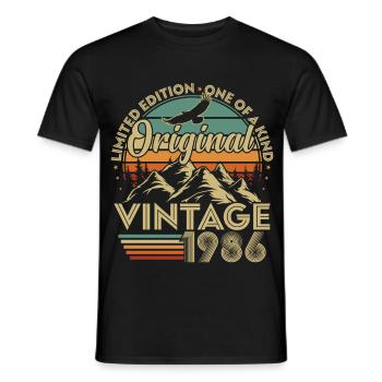 Original 1986 Vintage Vintage Birthday Retro - Men's T-Shirt - black - Front - AI Model Male 178 light (178cm)