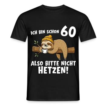 60e anniversaire, s’il te plaît, ne te précipite pas sur 60 ans - T-shirt homme - noir - Devant - AI Model Male 178 light (178cm)