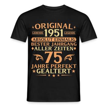 75 years perfectly aged vintage 1951 - Men's T-Shirt - black - Front - AI Model Male 178 light (178cm)