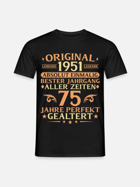 75 Jahre perfekt gealtert Jahrgang 1951 - Männer T-Shirt - Schwarz