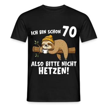70e anniversaire, s’il te plaît, ne te précipite pas sur 70 ans. - T-shirt homme - noir - Devant - AI Model Male 178 light (178cm)