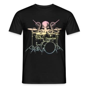Schlagzeug Schlagzeuger Tintenfisch - Männer T-Shirt - Schwarz - Vorne - AI Model Male 178 light (178cm)