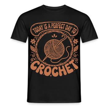 Aujourd’hui est un jour parfait pour crocheter de façon drôle - T-shirt homme - noir - Devant - AI Model Male 178 light (178cm)