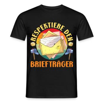 Parcel deliverers RESPECT THE POSTMAN LUSTIG - Men's T-Shirt - black - Front - AI Model Male 178 light (178cm)