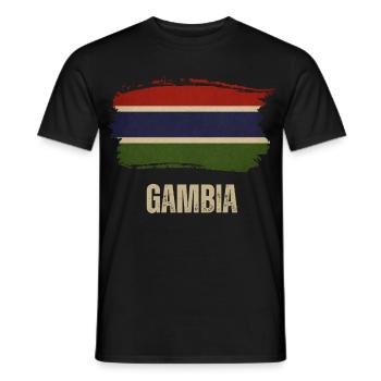 Gambia Grunge Flag, I Love Gambia - Men's T-Shirt - black - Front - AI Model Male 178 light (178cm)