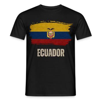 Drapeau grunge de l’Équateur, j’adore l’Équateur - T-shirt homme - noir - Devant - AI Model Male 178 light (178cm)