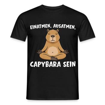 Inspirer Expirer Être Capybara - Yoga - T-shirt homme - noir - Devant - AI Model Male 178 light (178cm)