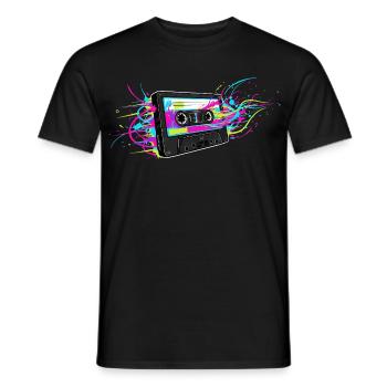 Retro Cassette 80s 90s Music - Men's T-Shirt - black - Front - AI Model Male 178 light (178cm)