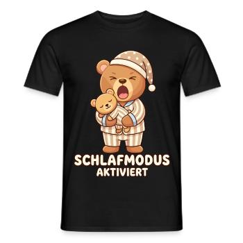 Sleep Shirt Sleeping Pajamas Teddy Bear Sleep Mode - Men's T-Shirt - black - Front - AI Model Male 178 light (178cm)
