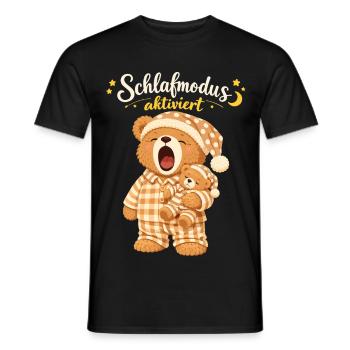 Sleep Shirt Sleeping Pajamas Teddy Bear Sleep Mode - Men's T-Shirt - black - Front - AI Model Male 178 light (178cm)