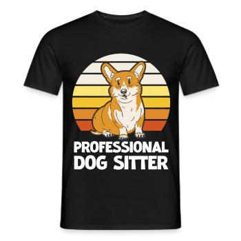 Corgi Professional Dog Sitter Retro - Men's T-Shirt - black - Front - AI Model Male 178 light (178cm)