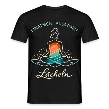 Inspire, expire, sourire - Cadeau de yoga - T-shirt homme - noir - Devant - AI Model Male 178 light (178cm)