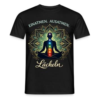 Einatmen Ausatmen Lächeln - Meditation Geschenk  - Männer T-Shirt - Schwarz - Vorne - AI Model Male 178 light (178cm)