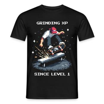 Grinding XP seit Level 1 | Skateboard - Männer T-Shirt - Schwarz - Vorne - AI Model Male 178 light (178cm)