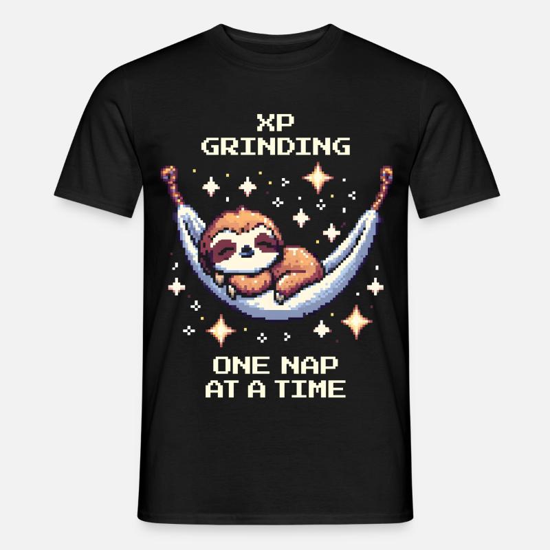 XP grinden mit Nickerchen | Faultier - Männer T-Shirt - Schwarz