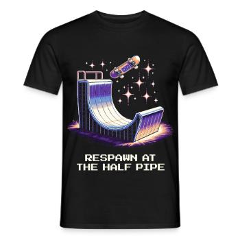 Respawn at the Halfpipe | Skateboard - Men's T-Shirt - black - Front - AI Model Male 178 light (178cm)