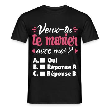 Marriage Proposal Romantic Couple Valentine's Day - Men's T-Shirt - black - Front - AI Model Male 178 light (178cm)
