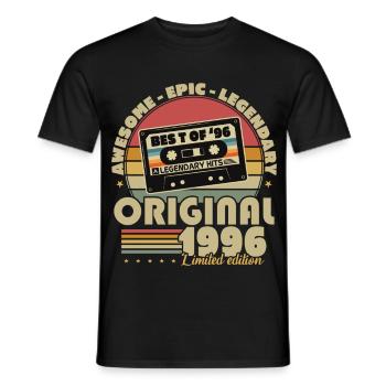 Original 1996 Vintage Vintage Birthday Retro - Men's T-Shirt - black - Front - AI Model Male 178 light (178cm)