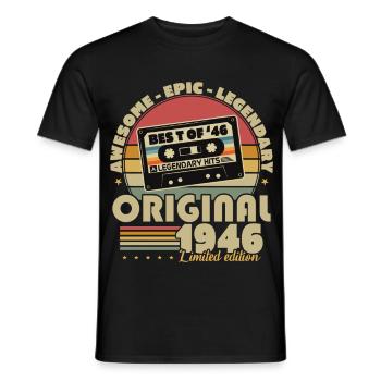 Original 1946 Vintage Birthday Retro - Men's T-Shirt - black - Front - AI Model Male 178 light (178cm)