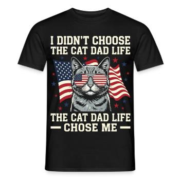 I Didn't Choose The Cat Dad Life Father - Men's T-Shirt - black - Front - AI Model Male 178 light (178cm)