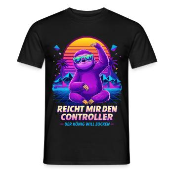 Reicht mir den Controller – König will zocken Faul - Männer T-Shirt - Schwarz - Vorne - AI Model Male 178 light (178cm)