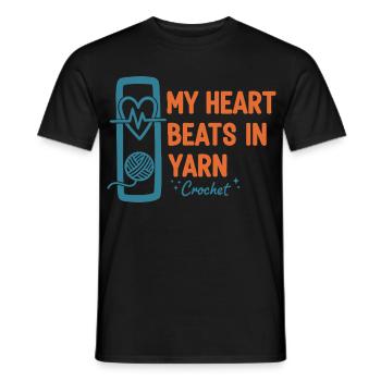 Crochet drôle, mon cœur bat dans la laine, amoureuse du crochet - T-shirt homme - noir - Devant - AI Model Male 178 light (178cm)