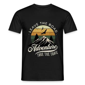 Leave the Road Adventure - Mountains & Hiking Retro - Men's T-Shirt - black - Front - AI Model Male 178 light (178cm)