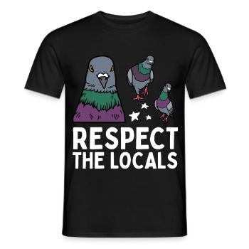 Respect the Locals Pigeons Coo - Men's T-Shirt - black - Front - AI Model Male 178 light (178cm)