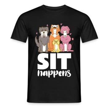 Hundebande Sit Happens - Männer T-Shirt - Schwarz - Vorne - AI Model Male 178 light (178cm)