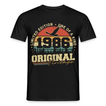 Original 1986 Vintage Vintage Anniversaire Rétro - T-shirt homme - noir - Devant - AI Model Male 178 light (178cm)